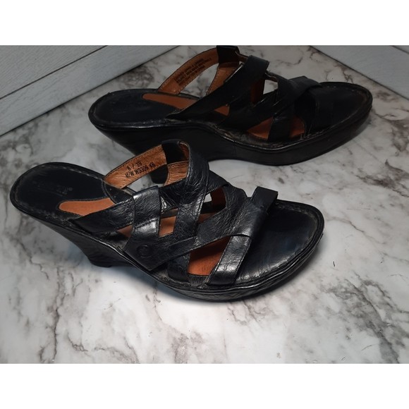 Born Leather Womens Black Slide Sandal Size 8 - Picture 1 of 7